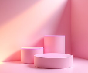 Elegant Minimalistic Stage Designs in Soft Pastel and Bold Colors for Modern Backgrounds