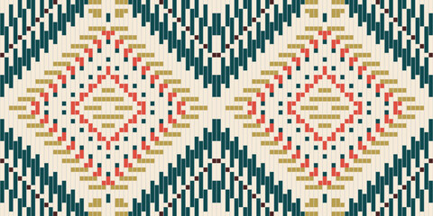 America Ethnic Design Patternfolk Embroidery, Aztec Geometric Ornament Print. Design for Carpet, Wallpaper, Clothing, Wrapping, Fabric