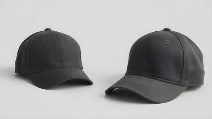 Obraz premium Black Baseball Caps on White Background