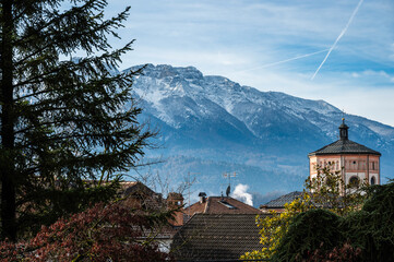 The town of Levico, pearl of Trentino. Christmas markets and nativity scenes along the streets.