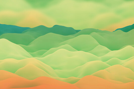 A colorful abstract background featuring soft waves in a gradient of green to orange, creating a dynamic and creative wallpaper with a smooth flow