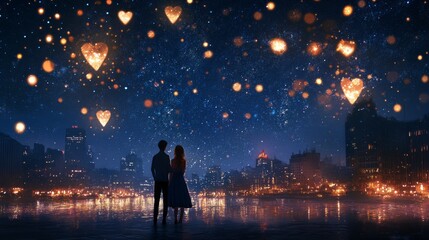 Fototapeta premium A Sparkling New Yearâ€™s Eve Under a Starry Sky