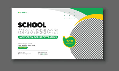 School admission web banner design for the Education website homepage and landing page hero section.