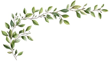 Green Leaves Frame on White Background