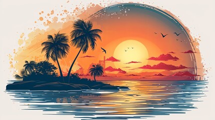 Vector logo design template with palm tree - abstract summer and vacation badge and emblem for holiday rentals, travel services, tropical spa and beauty studios