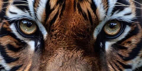 Intense Tiger Stare &ndash; Close-Up of Amber Eyes and Bold Stripes
