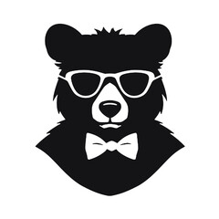 Silhouette portrait of a bear wearing glasses 