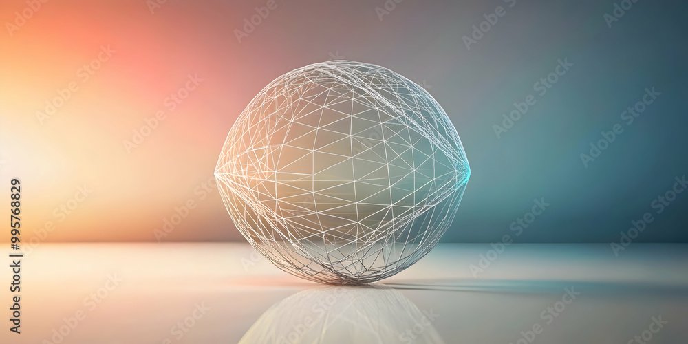 Poster interconnected sphere: a mesmerizing 3d rendering of a sphere composed of delicate, interconnected l
