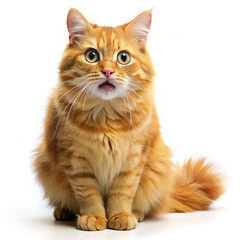 Fototapeta premium cat isolated on white backgroundcat, kitten, animal, pet, isolated, domestic, feline, white, fur, kitty, cute, sitting, portrait, baby, pets, tabby, mammal, young, adorable, furry, funny, beautiful, m