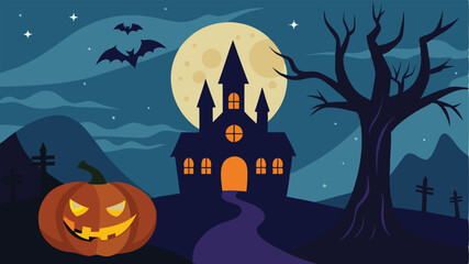 Fototapeta premium halloween background with house