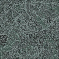 Map of Amman in Jordan in a smooth dark style. Contains layered vector with roads water, parks, etc.