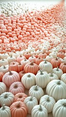 Obraz premium White, orange, and pink pumpkins arranged in a gradient pattern