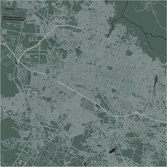 Map of Guadalajara in Mexico in a smooth dark style. Contains layered vector with roads water, parks, etc.
