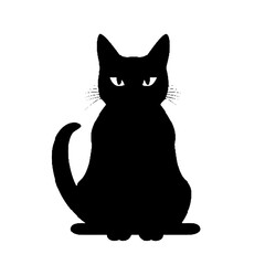 Peeking black cat silhouette vector, Funny peeking pet. Vector illustration