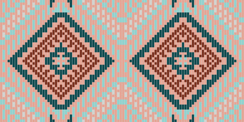 Ethnic Design Islamic Art Geometric Patternfolk Embroidery, Aztec Geometric Ornament Print. Design for Carpet, Wallpaper, Clothing, Wrapping, Fabric