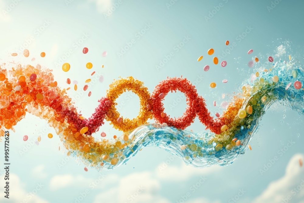 Aufkleber a stylized image of a wave of gender symbols with equal signs emerging from the crest representing t