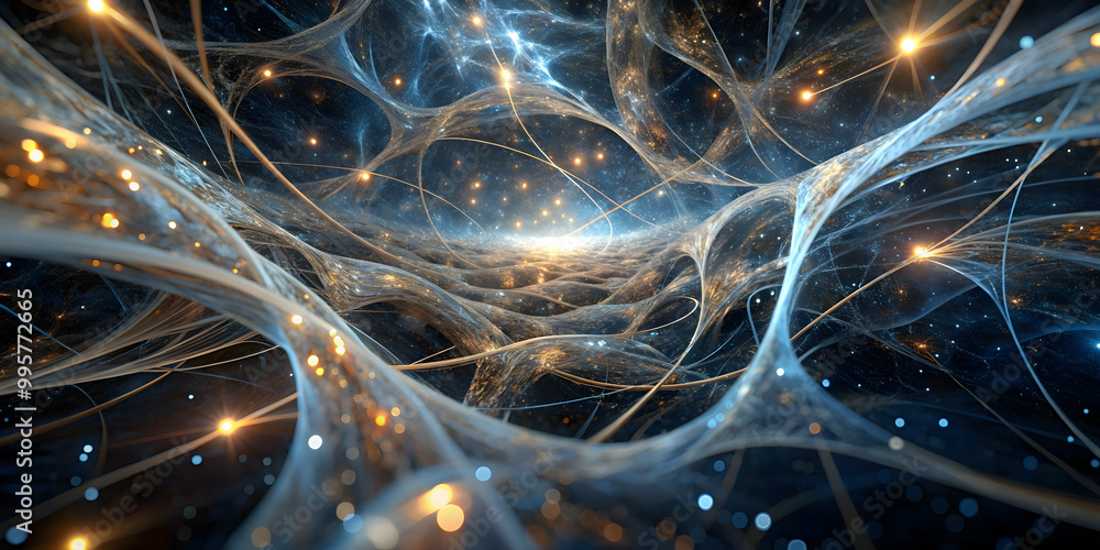 Poster cosmic web: a mesmerizing abstract image of interconnectedness, representing the intricate beauty of