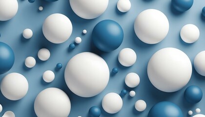 Abstract background featuring a variety of blue and white spheres in different sizes
