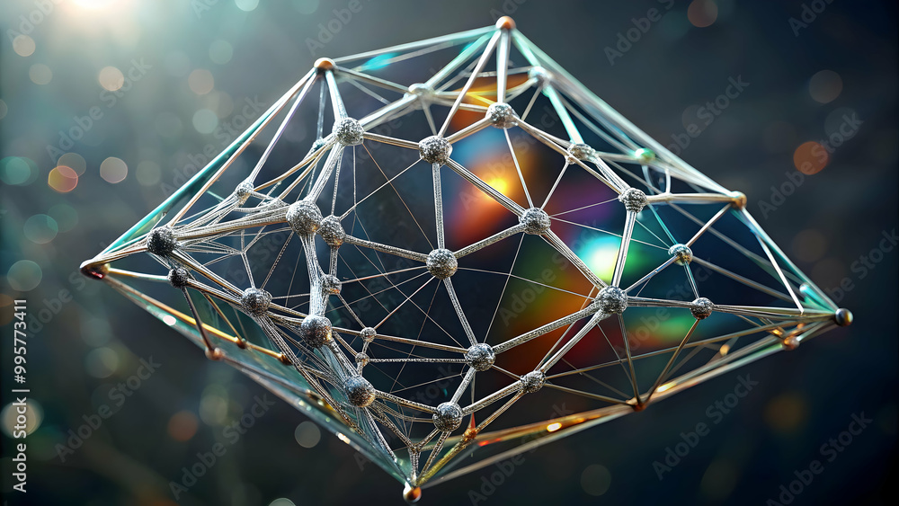 Poster abstract geometric structure: a mesmerizing abstract 3d rendering showcasing a complex network of in