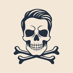 Hand drawn skull and crossbones tattoo illustration