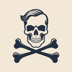 Skull and crossbones retro monochrome silhouette vector illustration