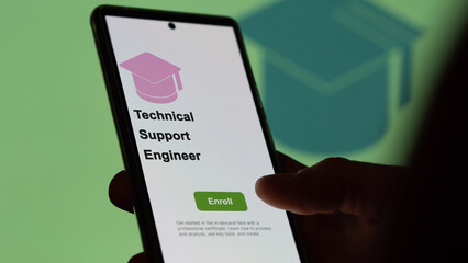 Technical Support Engineer program. A student enrolls in courses to study, to learn a new skill and pass certification.