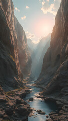 Majestic Mountain Valley with Serene River