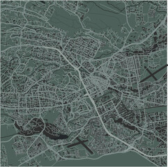 Map of Nairobi in Kenya in a smooth dark style. Contains layered vector with roads water, parks, etc.