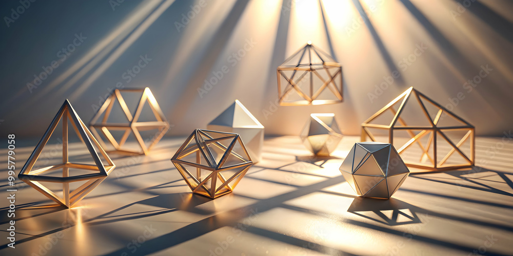 Poster golden geometry: illuminating abstract forms