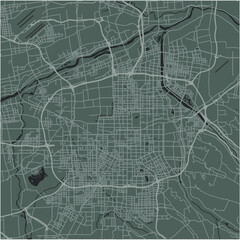 Map of Xi in an in a smooth dark style. Contains layered vector with roads water, parks, etc.