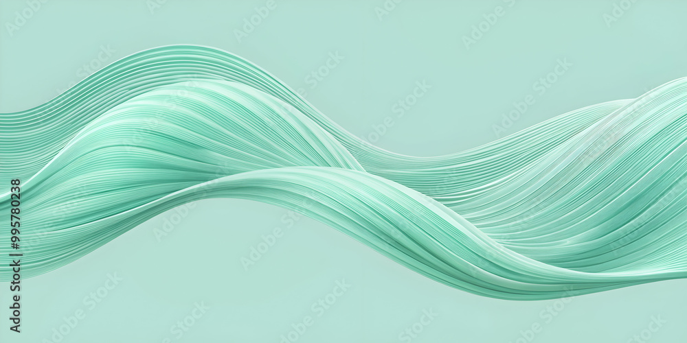 Poster abstract aqua flow: a mesmerizing abstract image showcasing a flowing, wave-like form in a calming a
