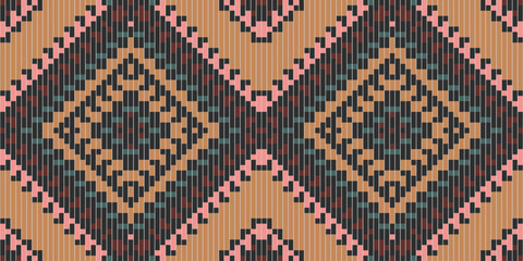 Folklore Traditional Pattern Designfolk Embroidery, Aztec Geometric Ornament Print. Design for Carpet, Wallpaper, Clothing, Wrapping, Fabric