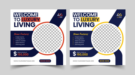 Modern Real estate social media posts design for sale, luxury real estate post template design, real state home, social media post banner template, real estate social media cover banner,Instagram or s