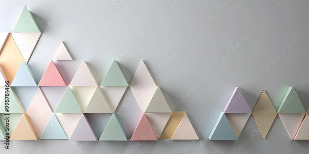 Poster pastel triangle pattern: a harmonious arrangement of pastel-colored triangles creates a visually cap