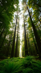 Fototapeta premium Tranquil Forest Scene with Lush Greenery