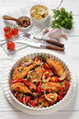 Basque Chicken Pepper Artichoke and Chorizo Saute