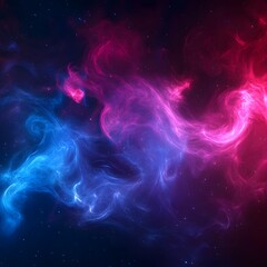 Fototapeta premium The color palette should include vibrant shades like purple, red, and turquoise to emphasize the cosmic theme. abstract background with swirling neon pink and blue nebulae, creating the illusion of sm