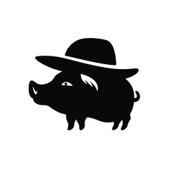 portrait of  pig in sombrero hat ,vector illustration transparent background 