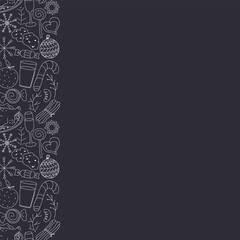 Seamless christmas frame. New year background. Doodle illustration with christmas and new year icons