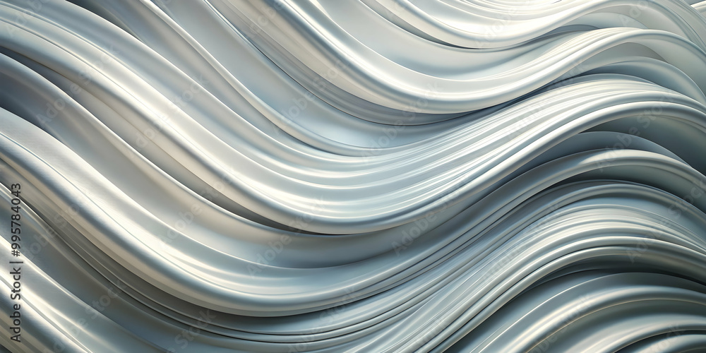 Poster metallic waves: a mesmerizing abstract pattern of silver waves, creating a dynamic and modern backgr