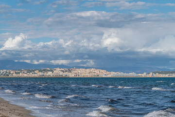 View of Cagliari, Italy and the stretch of sea in front