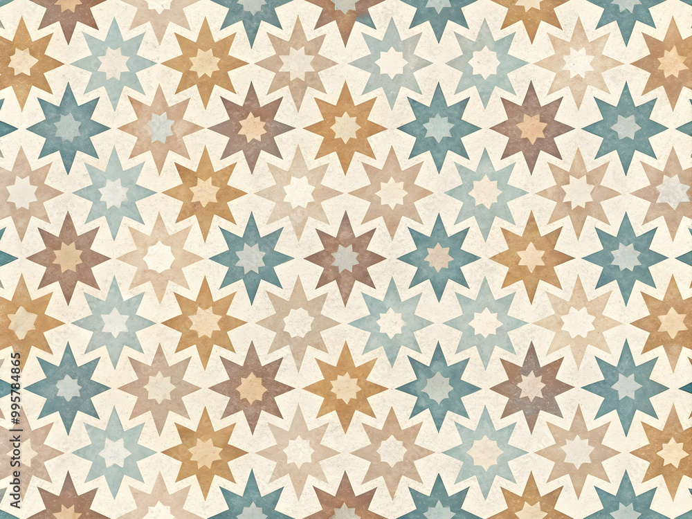 Aufkleber seamless pattern of stars in earthy tones: a calming and stylish pattern featuring a repeating motif