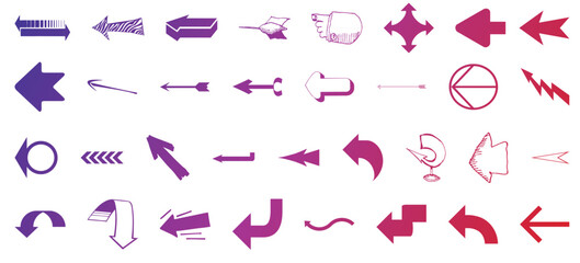 Arrow icon set. Arrow and direction colourful element collection