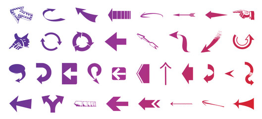 Arrow icon set. Arrow and direction colourful element collection