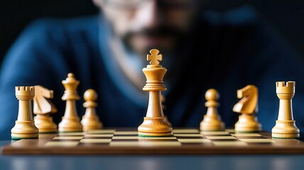 A chessboard materializing in the air as a player intensely visualizes every move, strategic focus, visualization in action