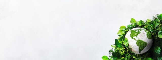 Eco-Friendly Globe with Green Leaves for World Environment Day or Earth Day