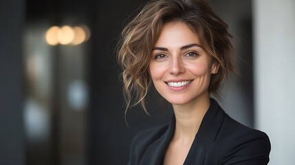 Fototapeta premium Portrait of a smiling businesswoman in office attire