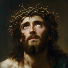 Biblical illustration, Jesus and the Crown of Thorns on His Head