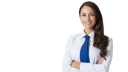 Confident flight attendant on transparent background PNG.
