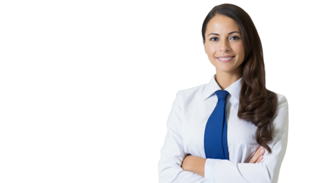 Confident flight attendant on transparent background PNG.